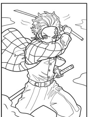 Libro para colorear Manga Tanjiro 15 paginas
