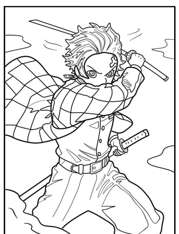 Libro para colorear Manga Tanjiro 15 paginas